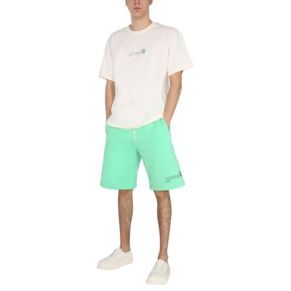 MSGM Logo Graphic Cotton Jersey T-Shirt and Sweat Shorts Set Men GREEN Pants